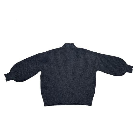 Rhythm. Puff Sleeve Turtleneck Knit Wool Gray Oversized Boho Women's Sweater - Picture 1 of 8